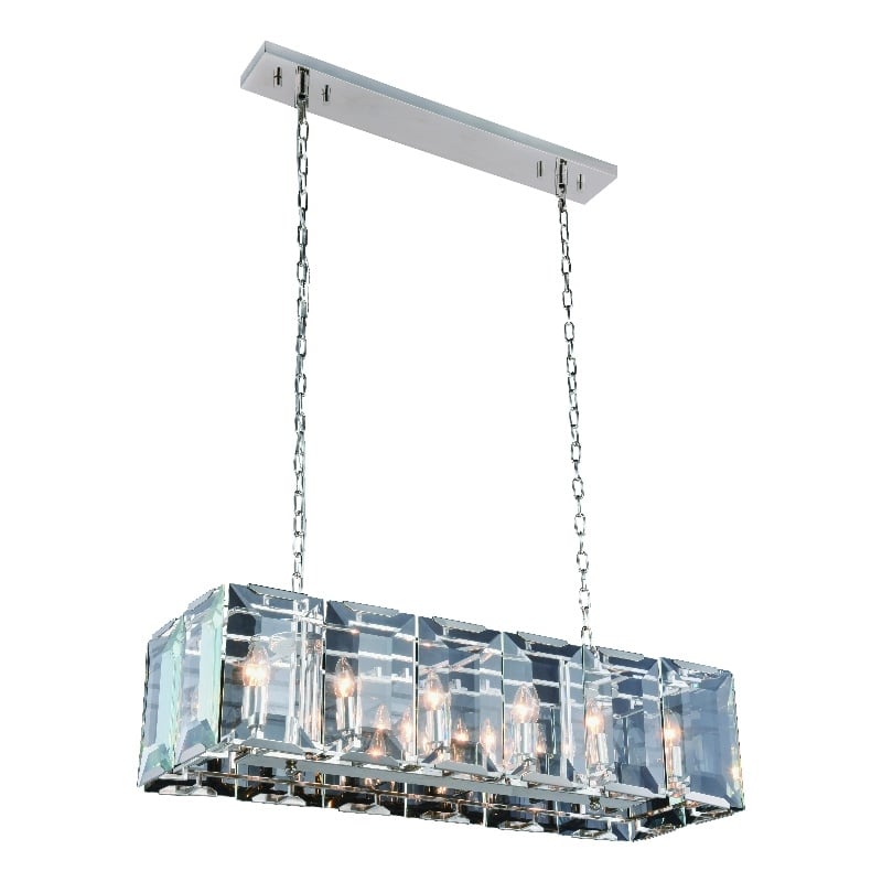 Urban Classic Monaco 12 Light Polished Nickel Chandelier Clear Glass Crystal