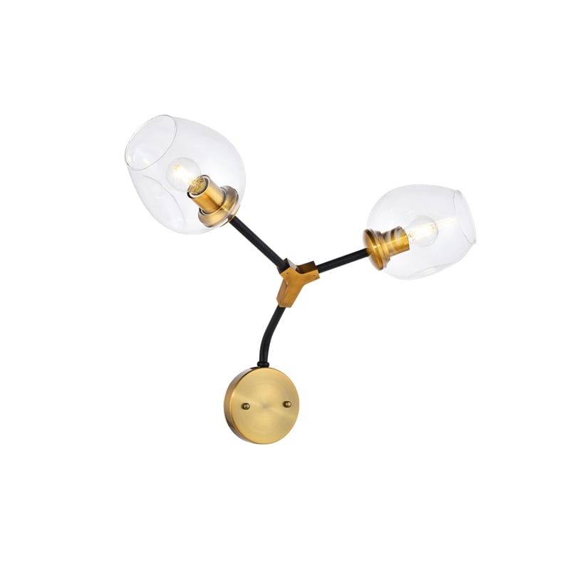 Urban Classic Cavoli 2 Light in Light Antique Brass and Flat Black Wall Sconce