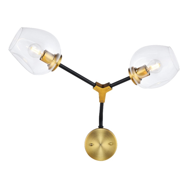 Urban Classic Cavoli 2 Light in Light Antique Brass and Flat Black Wall Sconce