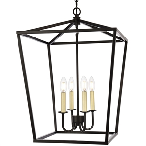 Living District Maddox 4-Light Transitional Metal Pendant in Black