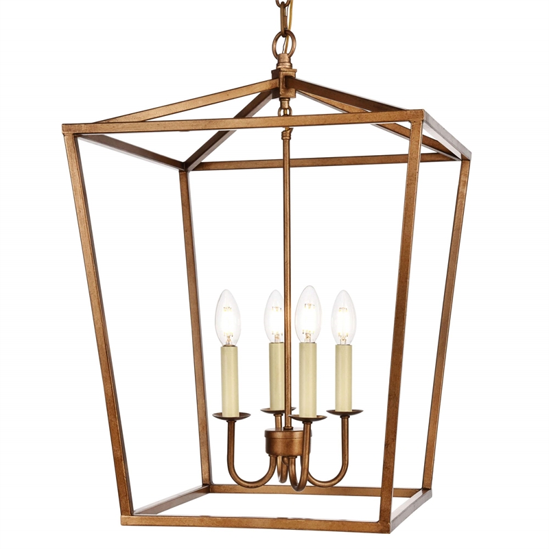 Living District Maddox 4-Light Transitional Metal Pendant in Vintage Gold