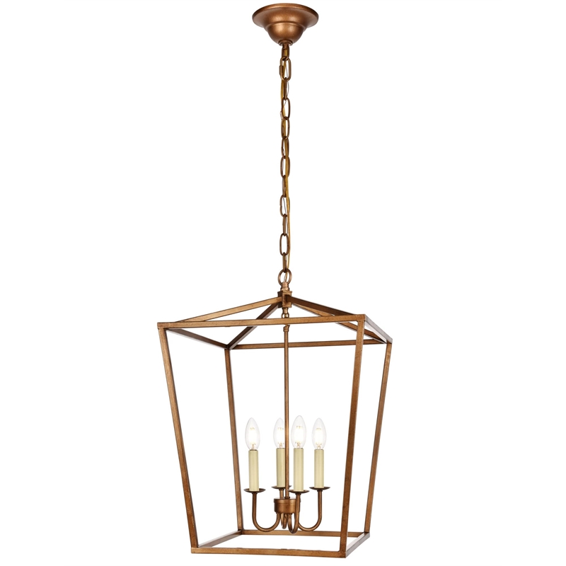 Living District Maddox 4-Light Transitional Metal Pendant in Vintage Gold