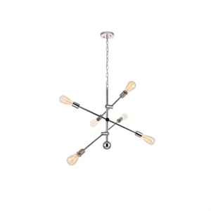 Living District Axel 6-Light Metal Pendant in Polished Nickel