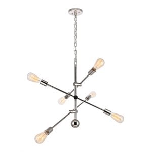 living district axel 6-light metal pendant in polished nickel