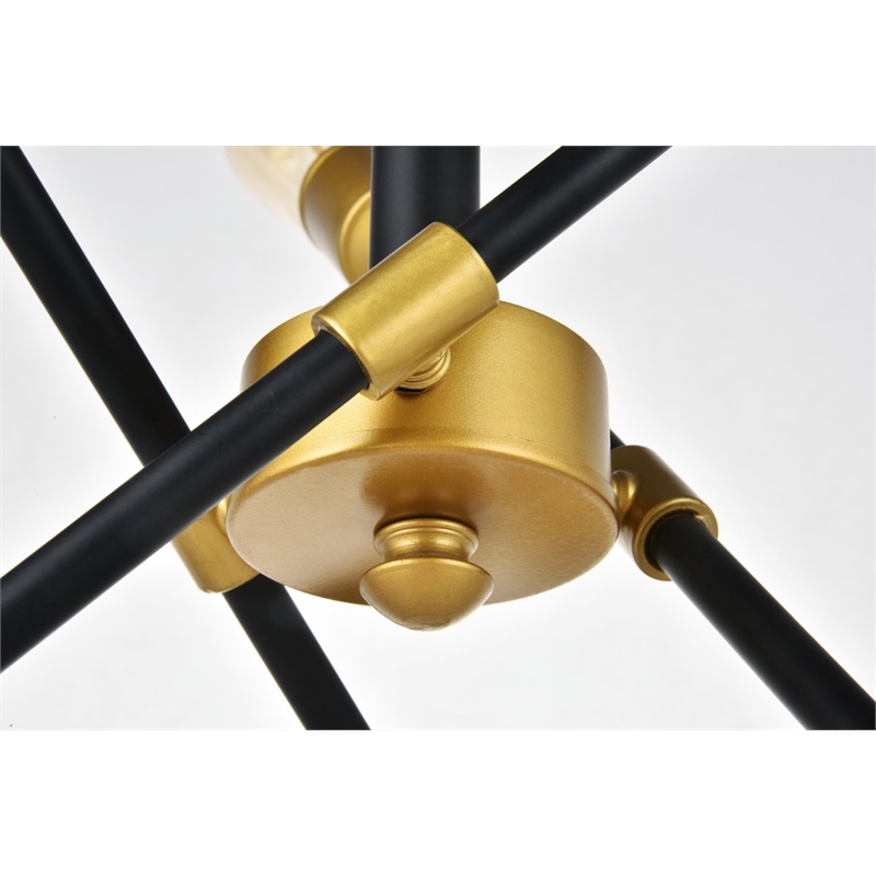 Living District Axel 6-Light Metal Pendant in Black and Brass