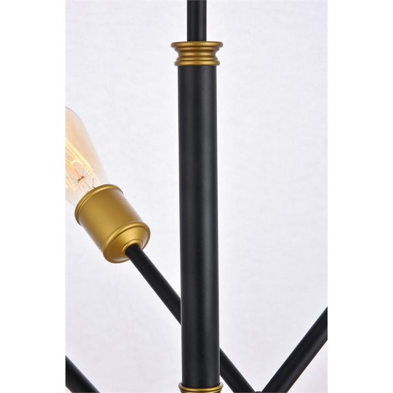 Living District Axel 6-Light Metal Pendant in Black and Brass