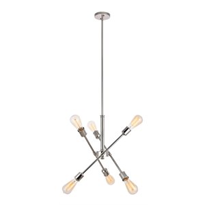 Living District Axel 6-Light Metal Pendant in Polished Nickel