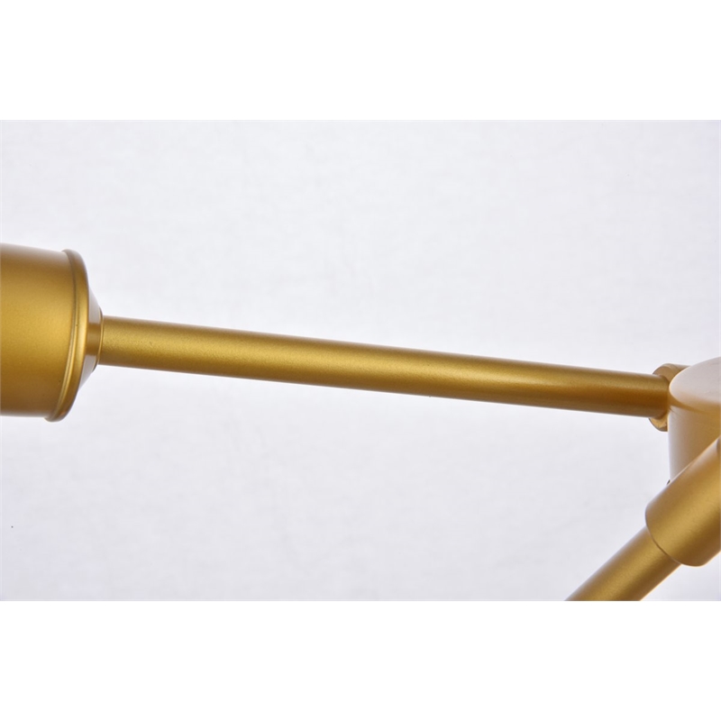 Living District Axel 6-Light Metal Pendant in Brass/Clear Finish