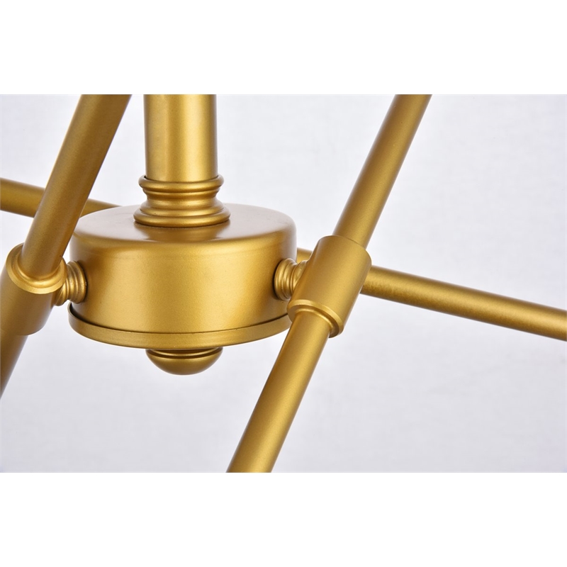 Living District Axel 6-Light Metal Pendant in Brass/Clear Finish