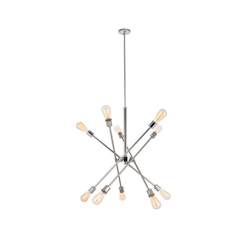 Living District Axel 10-Light Metal Pendant in Polished Nickel