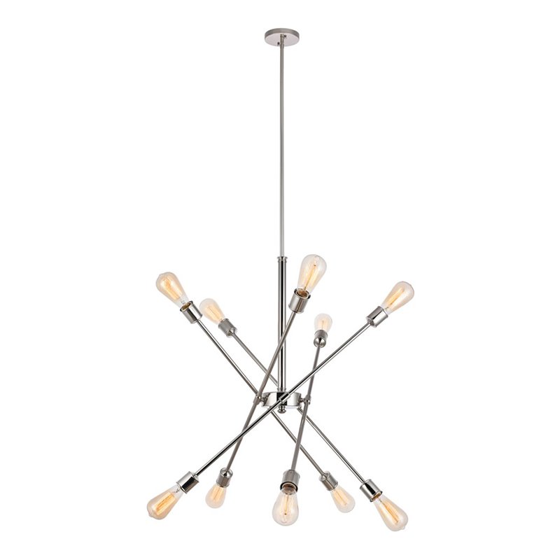 Living District Axel 10-Light Metal Pendant in Polished Nickel