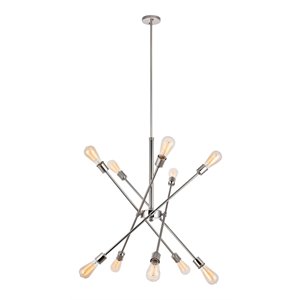 Living District Axel 10-Light Metal Pendant in Polished Nickel