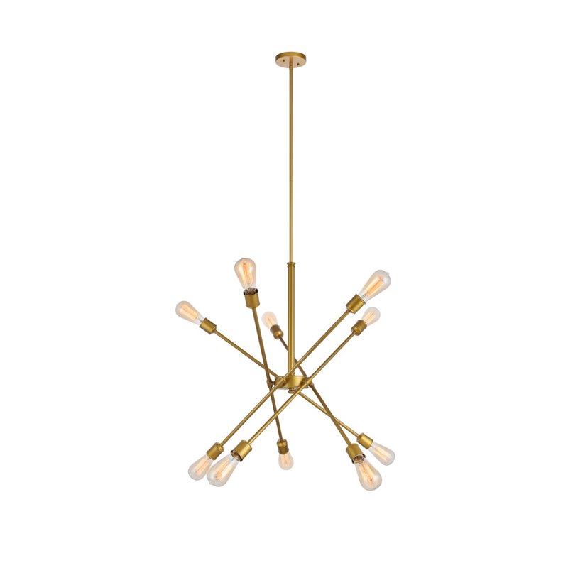 Living District Axel 10-Light Metal Pendant in Brass and Clear