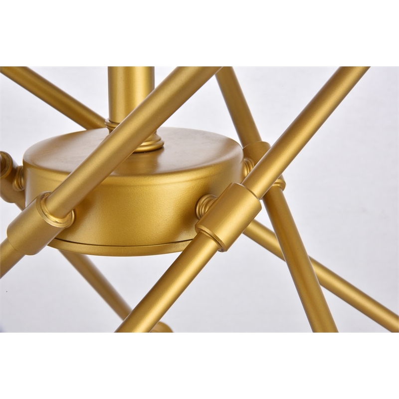 Living District Axel 10-Light Metal Pendant in Brass and Clear