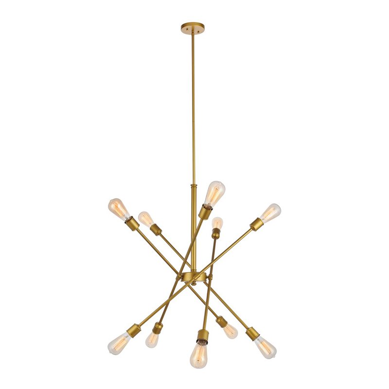 Living District Axel 10-Light Metal Pendant in Brass and Clear