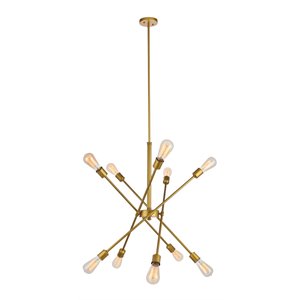 Living District Axel 10-Light Metal Pendant in Brass and Clear