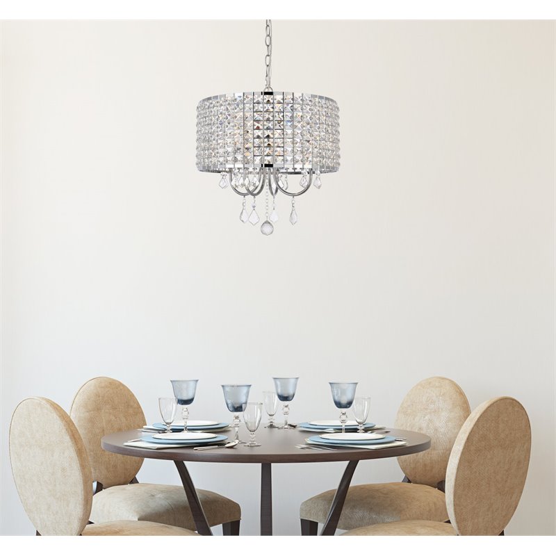 Living District Calista 4-Light Transitional Metal Pendant in Chrome