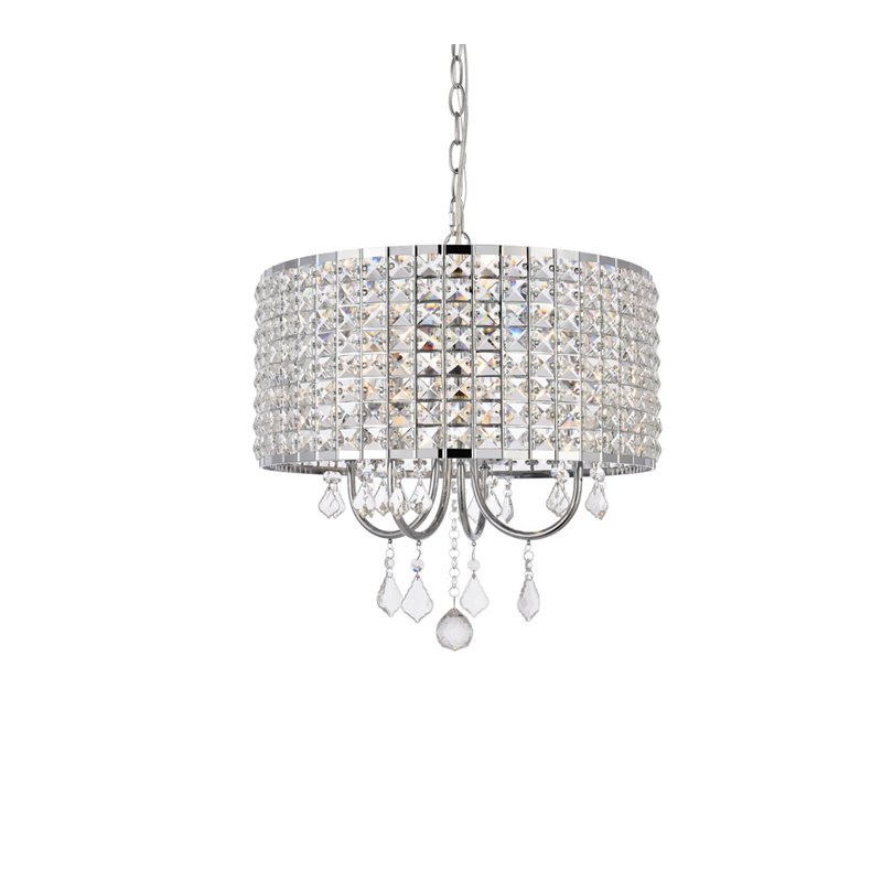 Living District Calista 4-Light Transitional Metal Pendant in Chrome