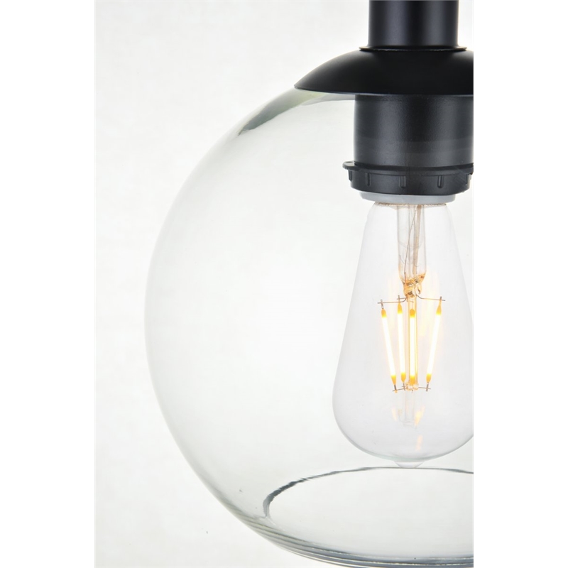 Living District Baxter 1-Light Metal & Glass Flush Mount in Black/Clear