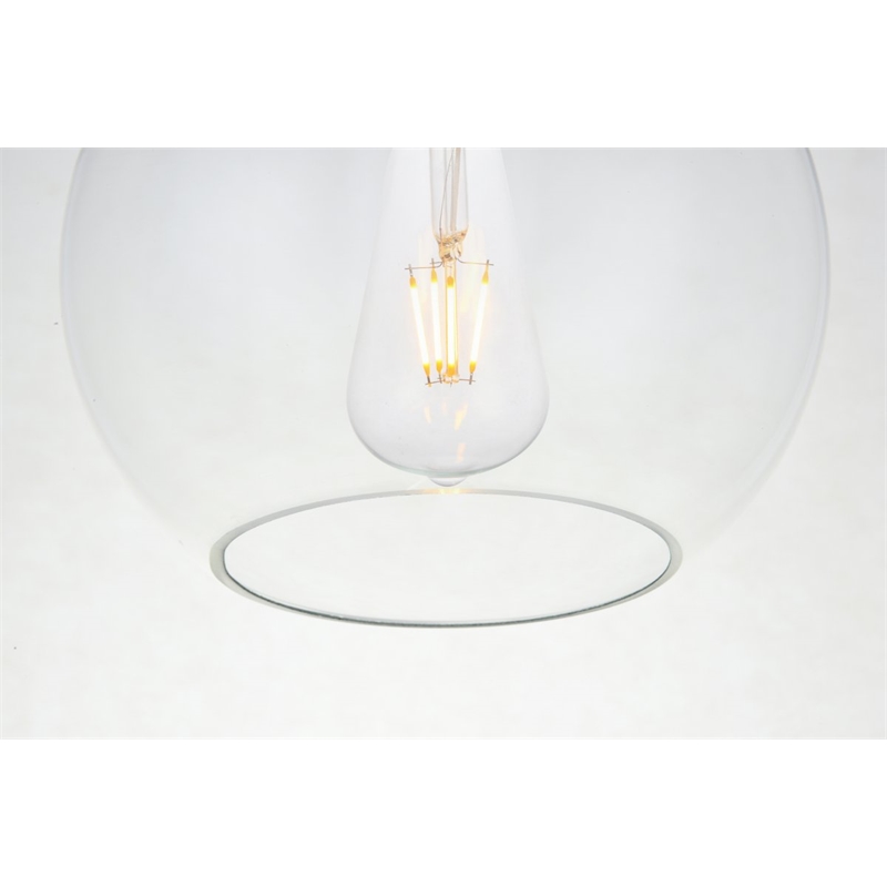 Living District Baxter 1-Light Metal & Glass Flush Mount in Black/Clear