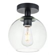 Living District Baxter 1-Light Metal & Glass Flush Mount in Black/Clear
