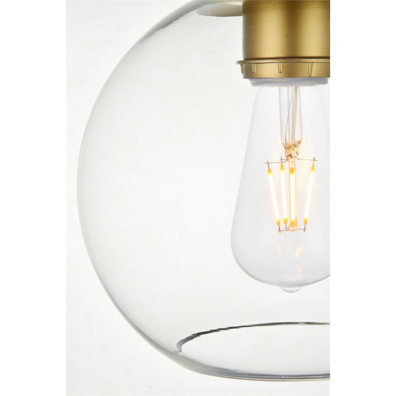 Living District Baxter 1-Light Metal & Glass Flush Mount in Brass/Clear