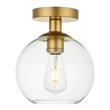 Living District Baxter 1-Light Metal & Glass Flush Mount in Brass/Clear
