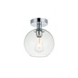 Living District Baxter 1-Light Metal & Glass Flush Mount in Chrome/Clear