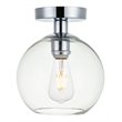 Living District Baxter 1-Light Metal & Glass Flush Mount in Chrome/Clear