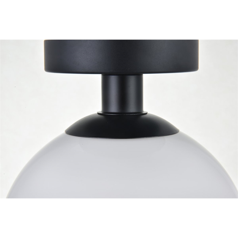 Living District Baxter 1-Light Metal & Glass Flush Mount in Black/Frosted White