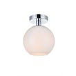 Living District Baxter 1-Light Metal & Glass Flush Mount in Chrome/Frosted White