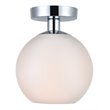 Living District Baxter 1-Light Metal & Glass Flush Mount in Chrome/Frosted White