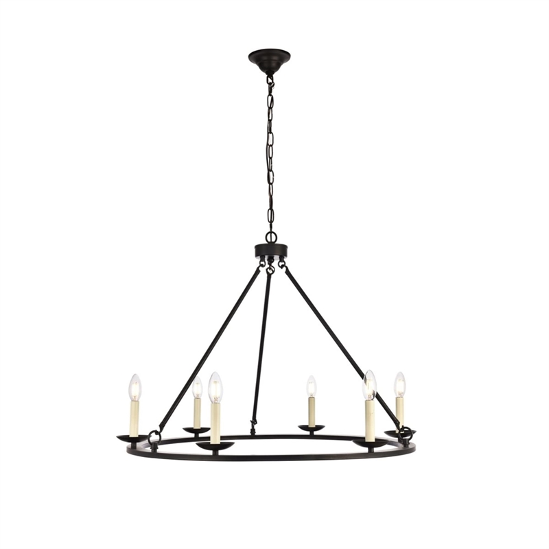 Living District Maine 6-Light Transitional Metal Chandelier in Black