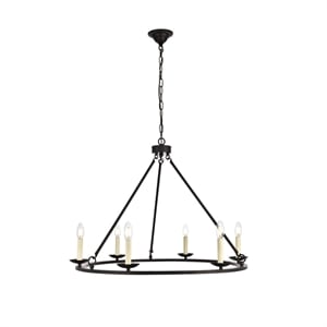 Living District Maine 6-Light Transitional Metal Chandelier in Black