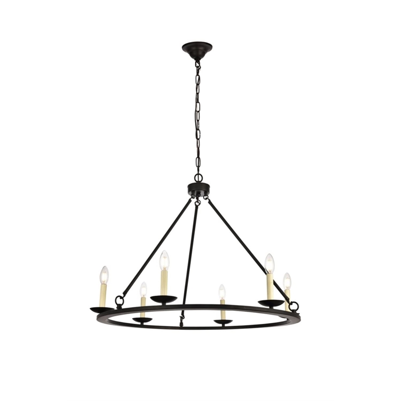 Living District Maine 6-Light Transitional Metal Chandelier in Black