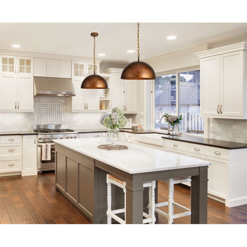 Living District Merce 1-Light Transitional Metal Pendant in Manual Brass Finish
