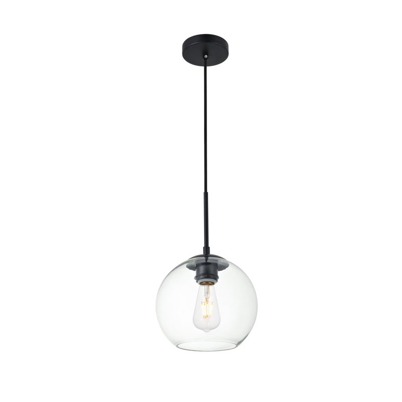 Living District Baxter 1-Light Metal & Glass Pendant in Black/Clear