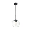 Living District Baxter 1-Light Metal & Glass Pendant in Black/Clear