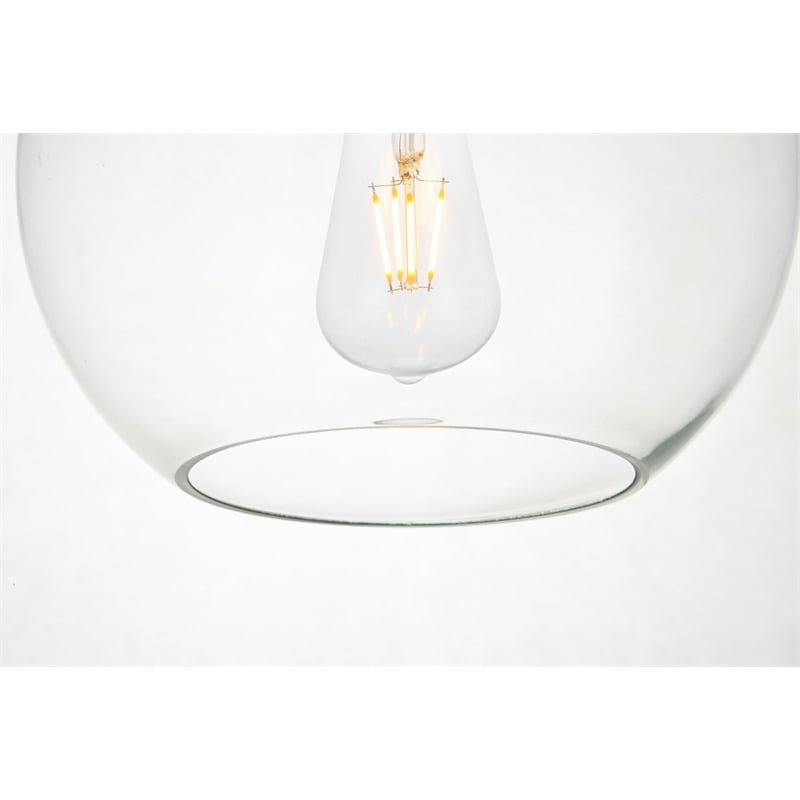 Living District Baxter 1-Light Metal & Glass Pendant in Black/Clear