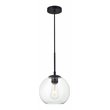 Living District Baxter 1-Light Metal & Glass Pendant in Black/Clear