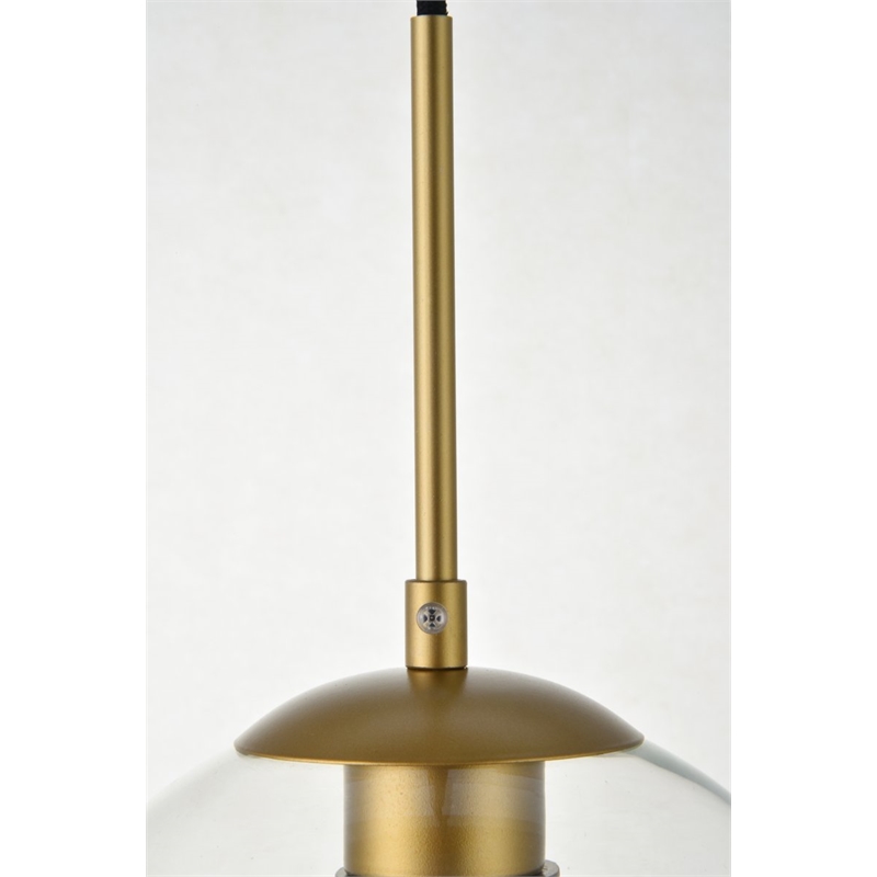 Living District Baxter 1-Light Metal & Glass Pendant in Brass/Clear