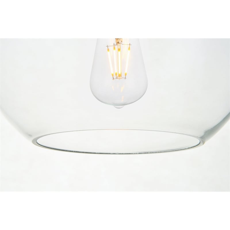 Living District Baxter 1-Light Metal & Glass Pendant in Brass/Clear