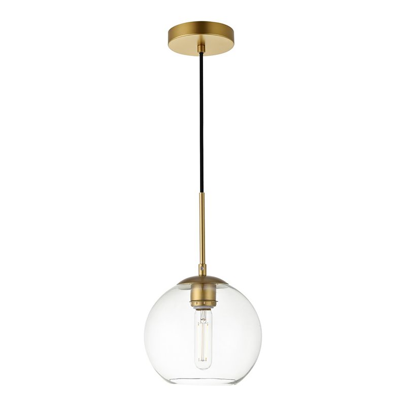 Living District Baxter 1-Light Metal & Glass Pendant in Brass/Clear