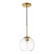 Living District Baxter 1-Light Metal & Glass Pendant in Brass/Clear
