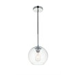 Living District Baxter 1-Light Metal & Glass Pendant in Chrome/Clear