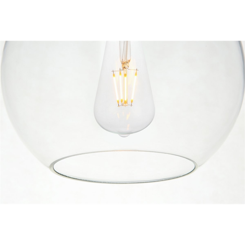 Living District Baxter 1-Light Metal & Glass Pendant in Chrome/Clear