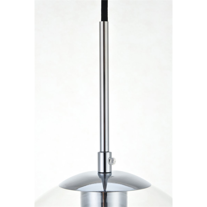 Living District Baxter 1-Light Metal & Glass Pendant in Chrome/Clear
