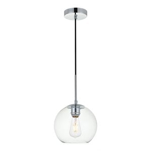 Living District Baxter 1-Light Metal & Glass Pendant in Chrome/Clear