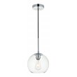 Living District Baxter 1-Light Metal & Glass Pendant in Chrome/Clear