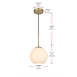 Living District Baxter 1-Light Metal Pendant in Black and Frosted White Finish